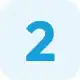 A large blue number 2 is centered on a light blue circular background, representing expertise in commercial restoration, including commercial fire restoration and commercial water damage restoration, as well as other services like fire damage restoration and water damage restoration.