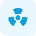Blue radioactive symbol featuring three triangular shapes around a central circle on a light background, symbolizing the critical importance of safety in commercial restoration services such as fire damage restoration, water damage restoration, commercial fire restoration, and commercial water damage restoration.